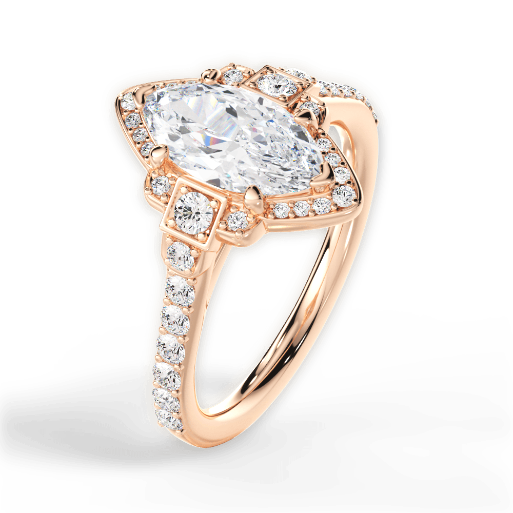 14kt Rose Gold/18kt Rose Gold/marquise/side