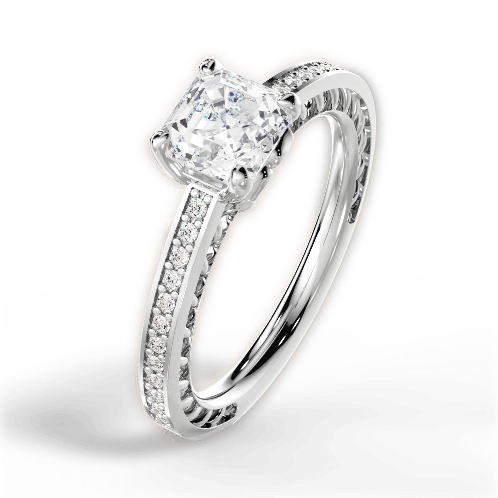 14kt White Gold/18kt White Gold/Platinum/asscher/side