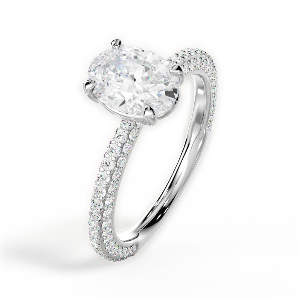14kt White Gold/18kt White Gold/Platinum/oval/side
