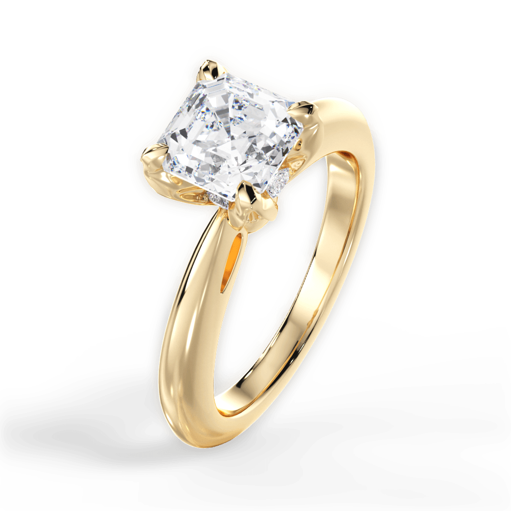 14kt Yellow Gold/18kt Yellow Gold/asscher/side