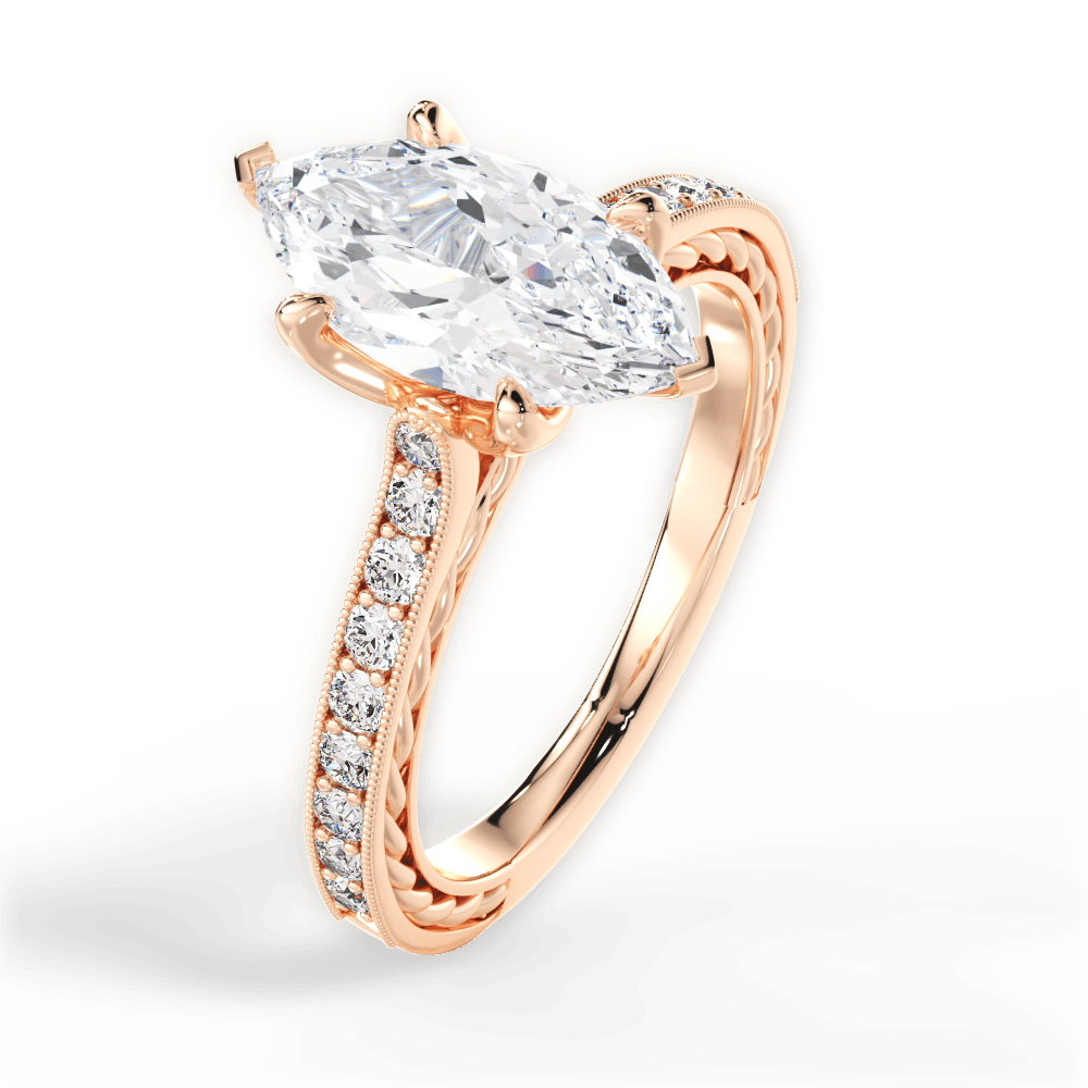 14kt Rose Gold/18kt Rose Gold/marquise/side