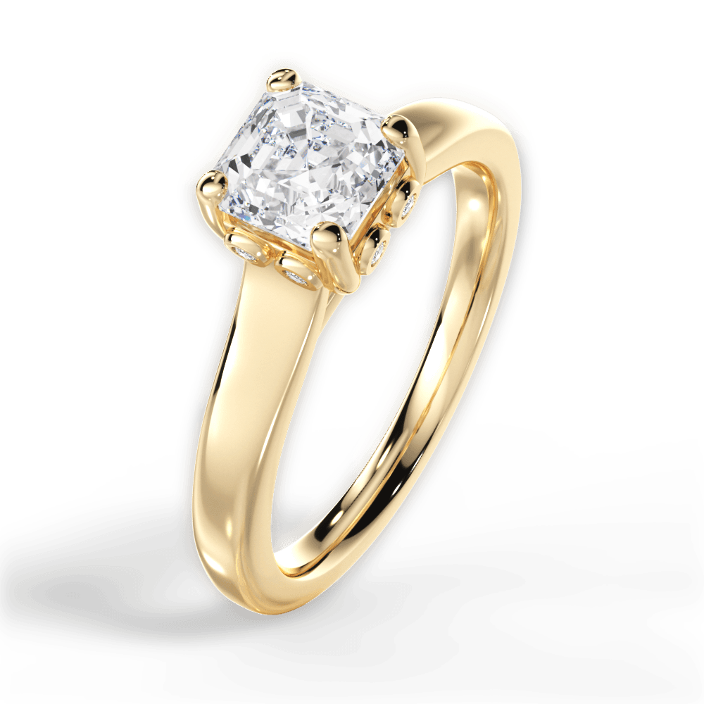 14kt Yellow Gold/18kt Yellow Gold/asscher/side