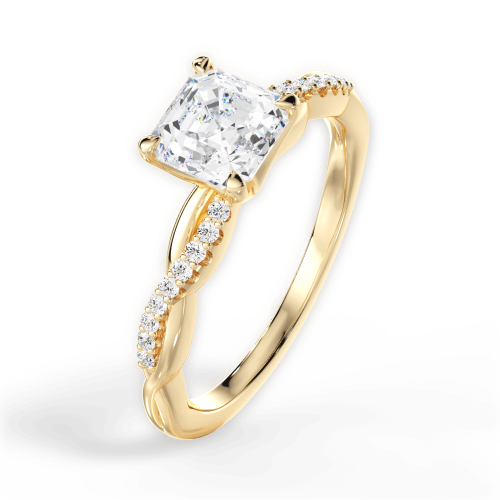 14kt Yellow Gold/18kt Yellow Gold/asscher/side