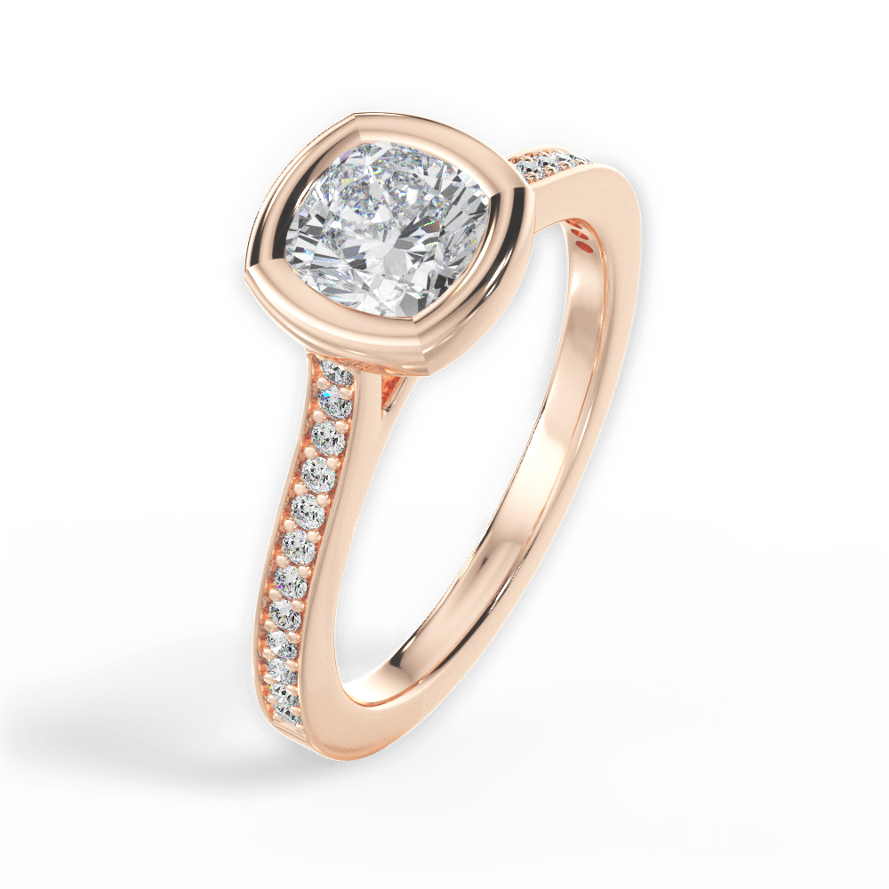 14kt Rose Gold/18kt Rose Gold/cushion/side