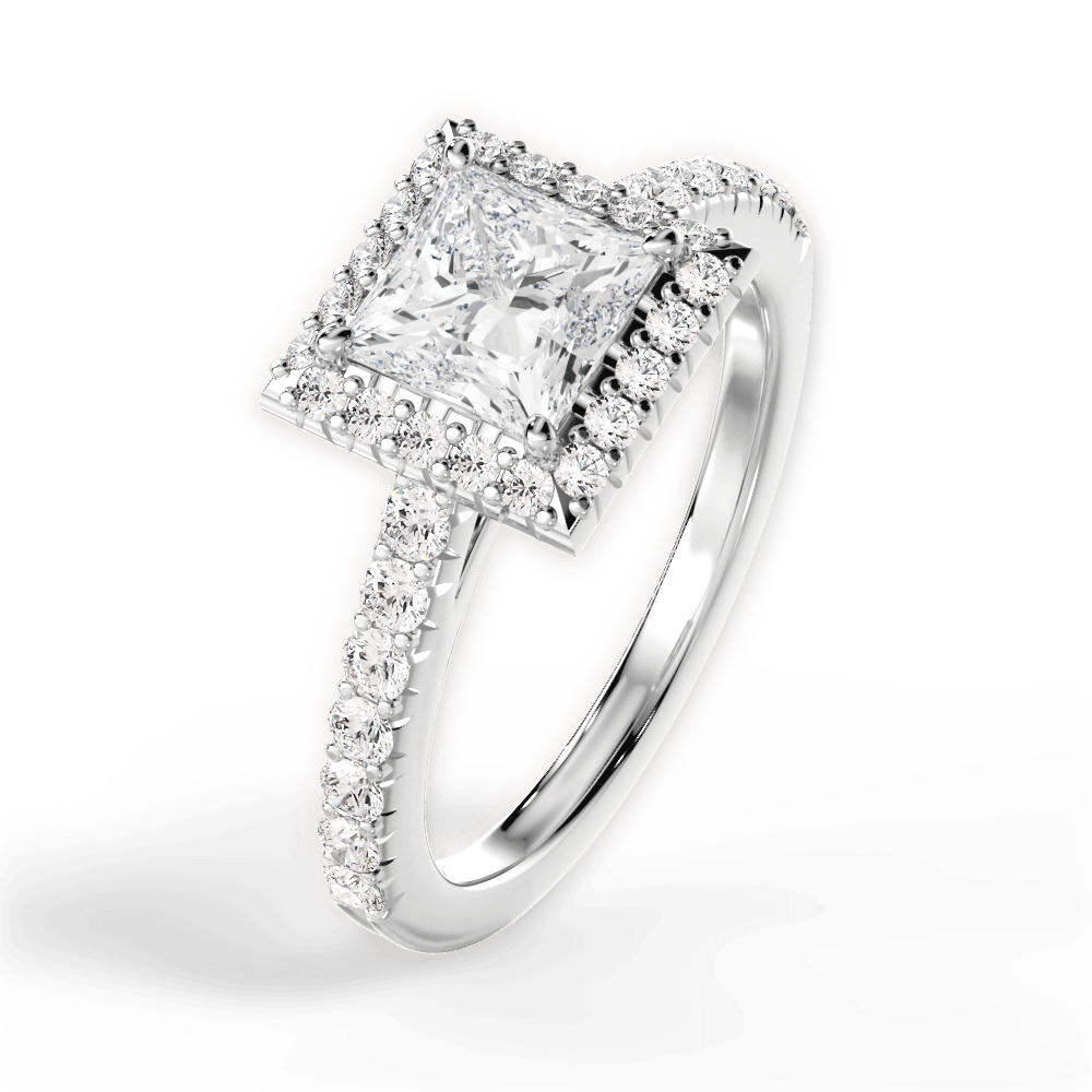 14kt White Gold/18kt White Gold/Platinum/princess/side