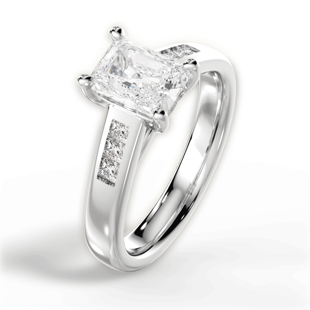 14kt White Gold/18kt White Gold/Platinum/radiant/side