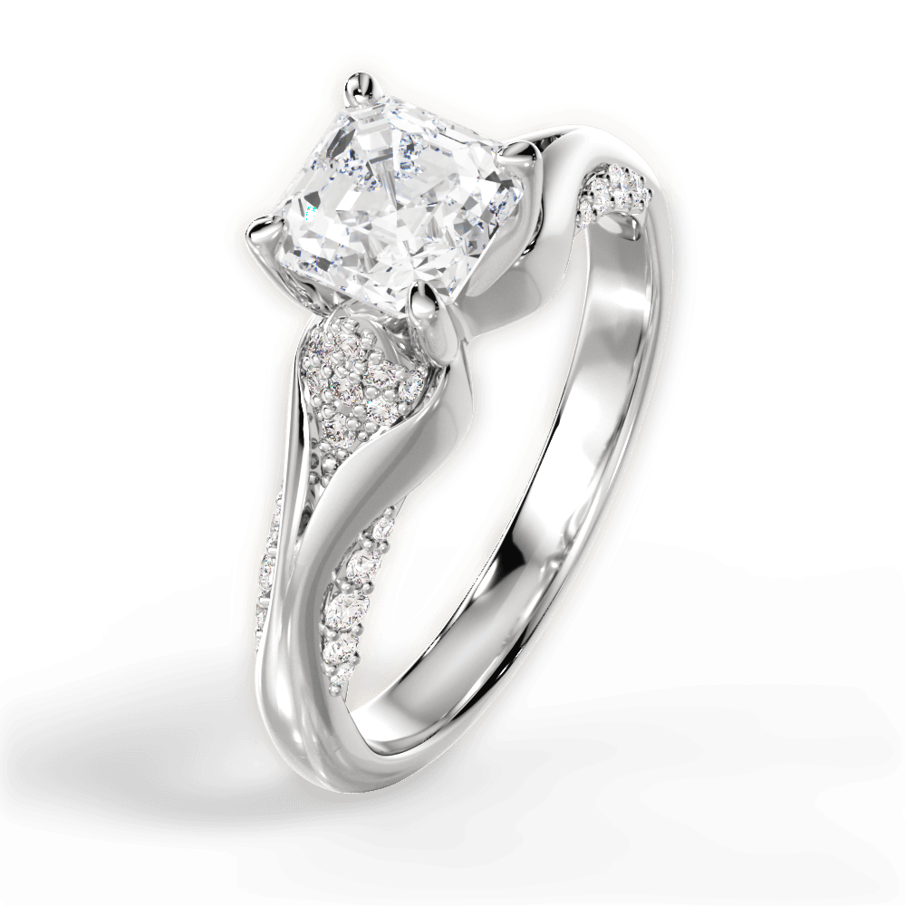 14kt White Gold/18kt White Gold/Platinum/asscher/side