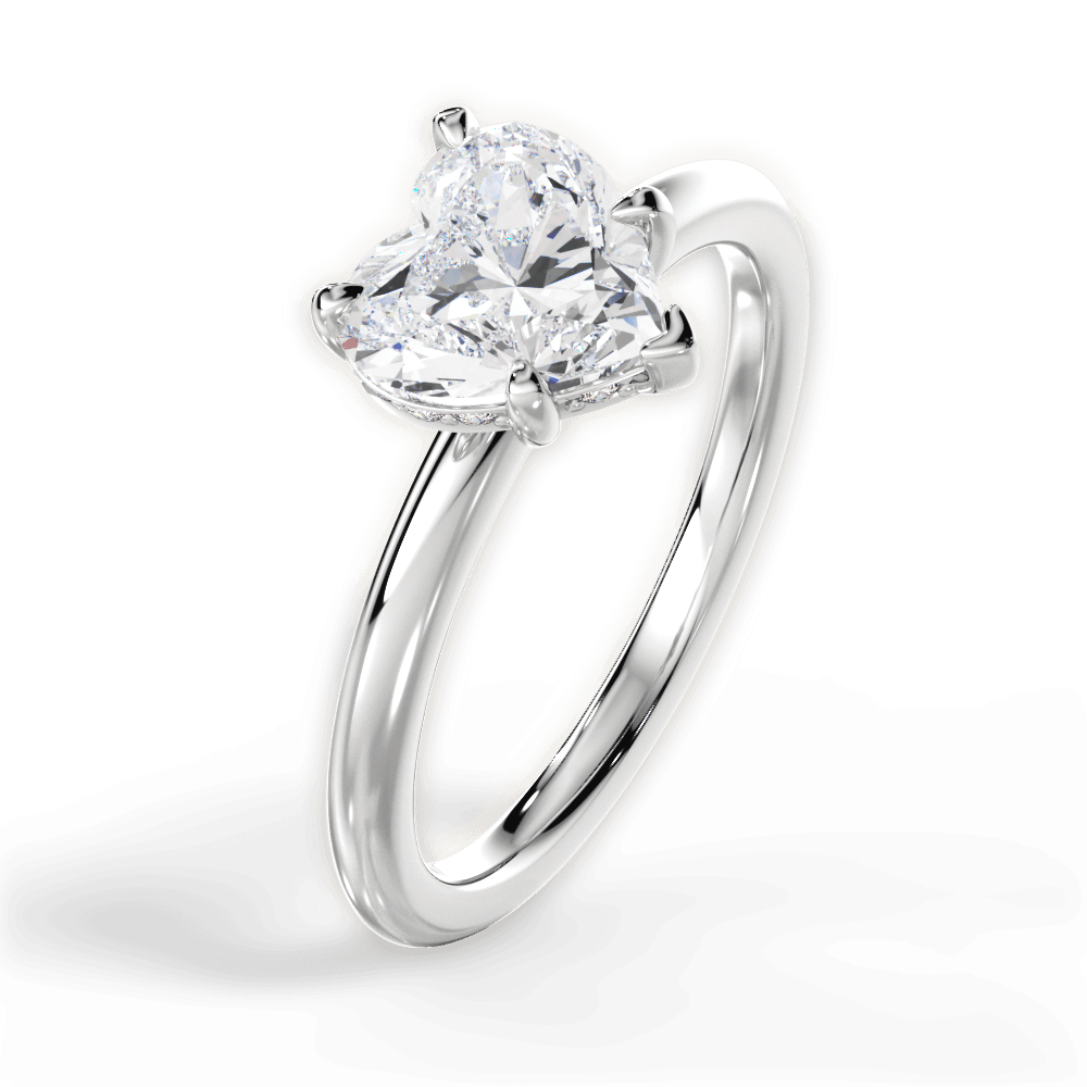 14kt White Gold/18kt White Gold/Platinum/heart/side