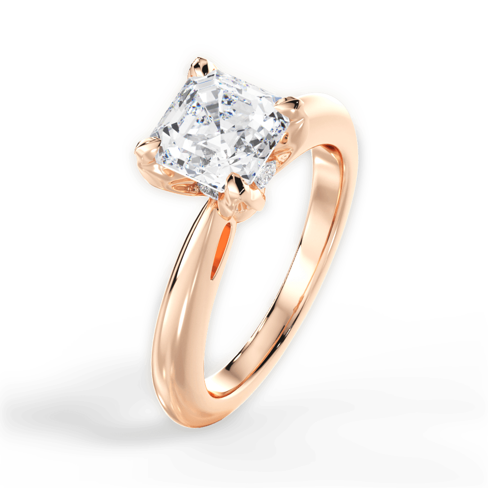 14kt Rose Gold/18kt Rose Gold/asscher/side