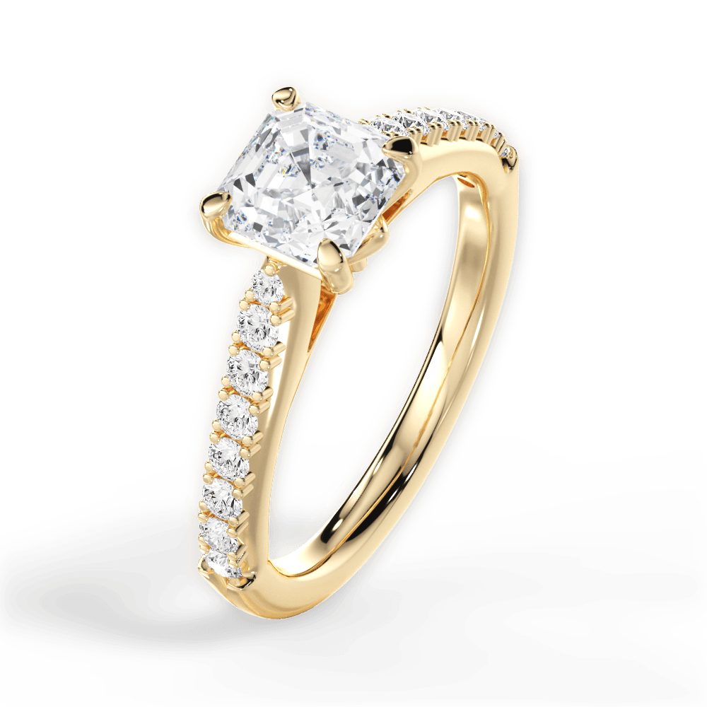 14kt Yellow Gold/18kt Yellow Gold/asscher/side