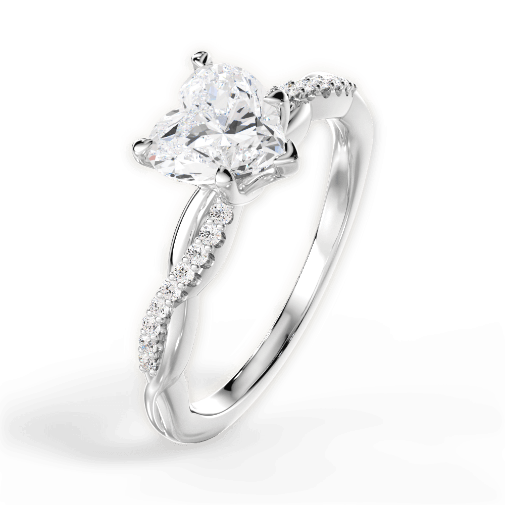 14kt White Gold/18kt White Gold/Platinum/heart/side