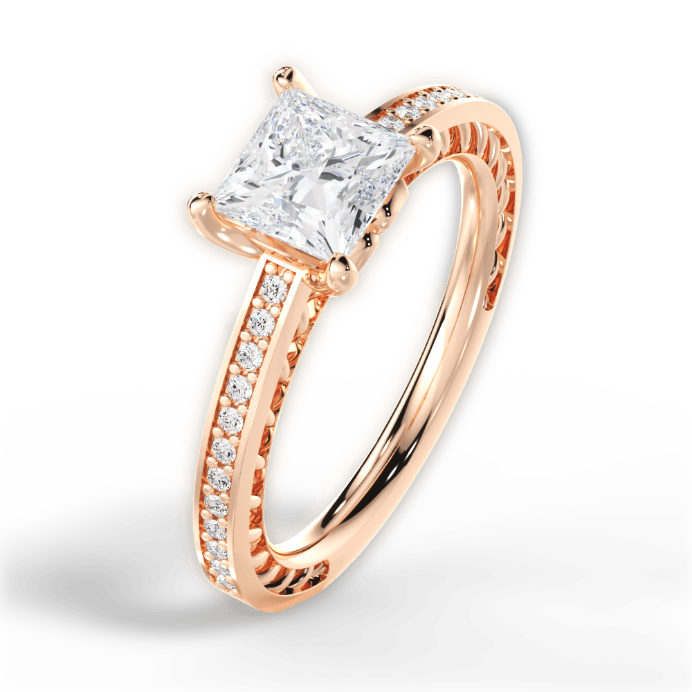 14kt Rose Gold/18kt Rose Gold/princess/side