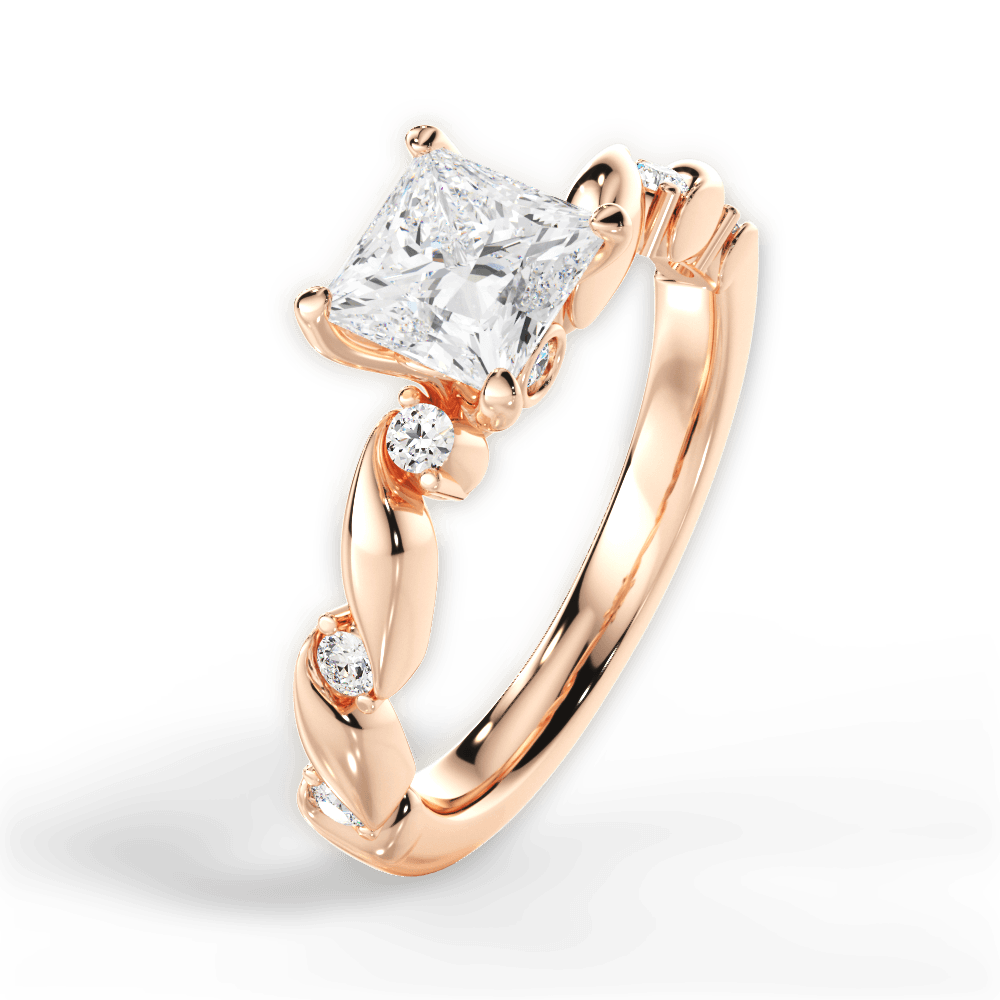 14kt Rose Gold/18kt Rose Gold/princess/side