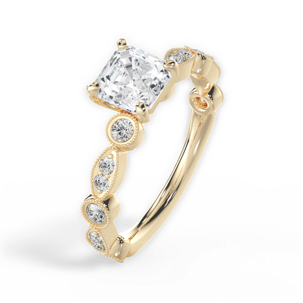 14kt Yellow Gold/18kt Yellow Gold/asscher/side