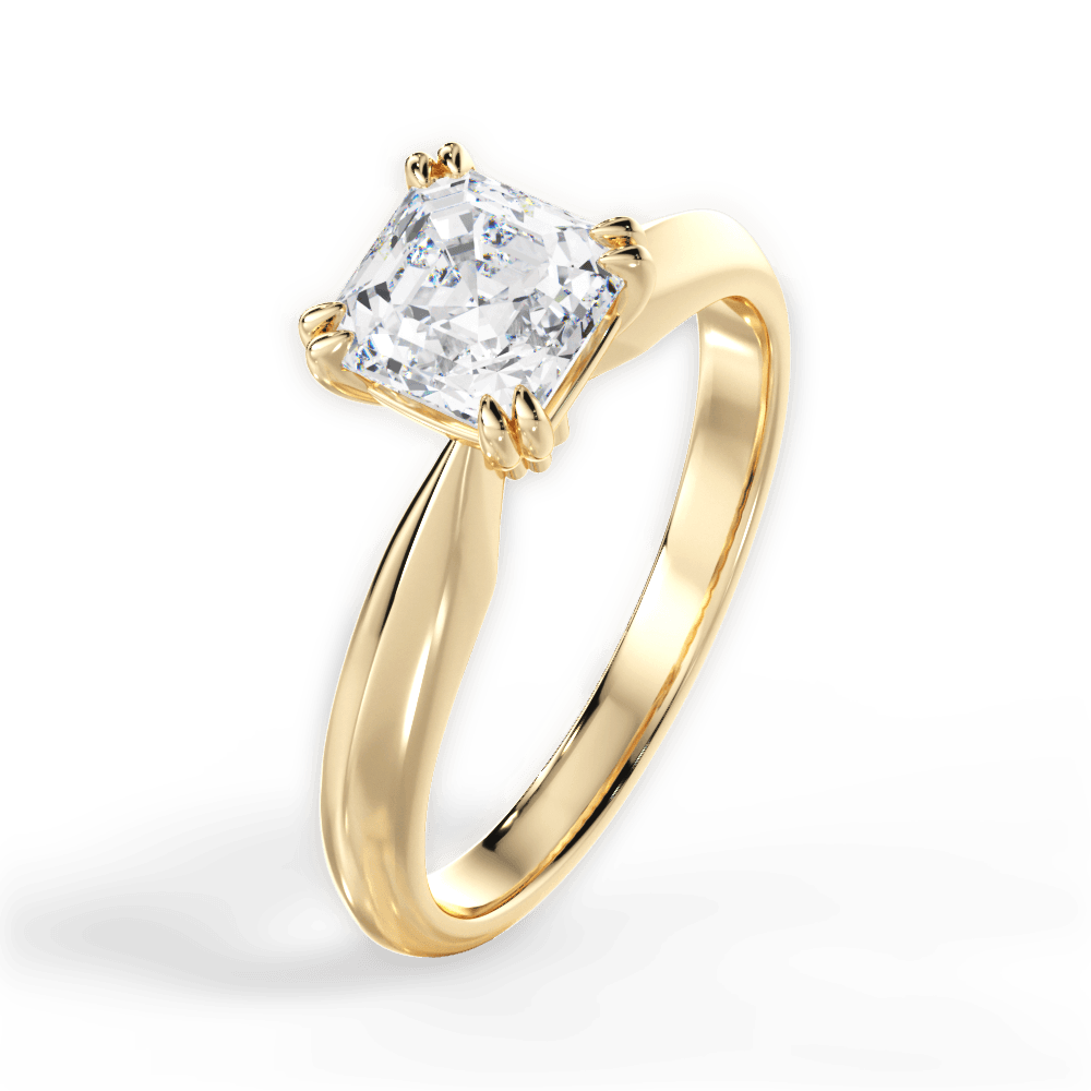 14kt Yellow Gold/18kt Yellow Gold/asscher/side