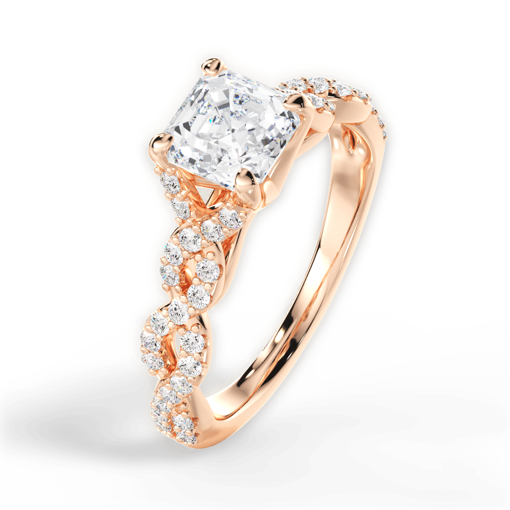 14kt Rose Gold/18kt Rose Gold/asscher/side