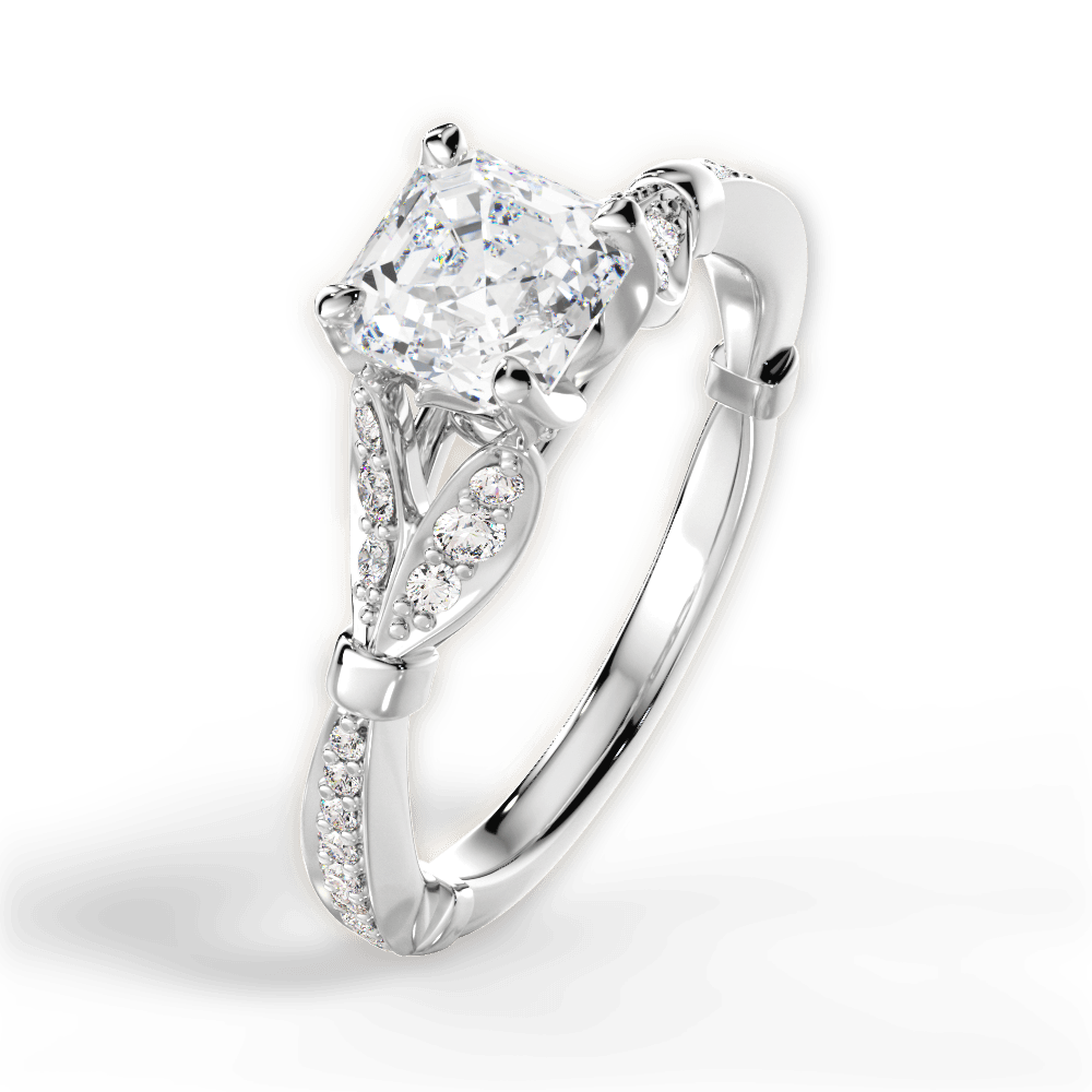 14kt White Gold/18kt White Gold/Platinum/asscher/side