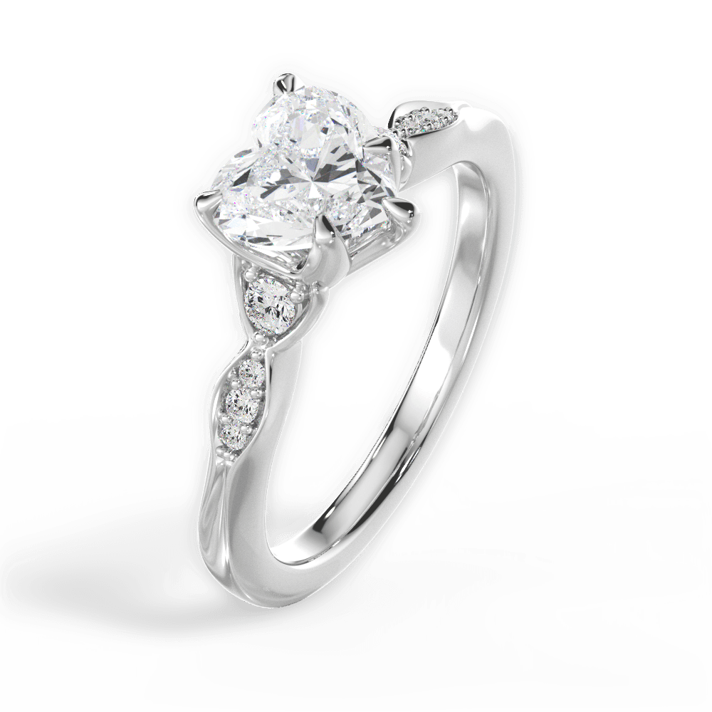 14kt White Gold/18kt White Gold/Platinum/heart/side