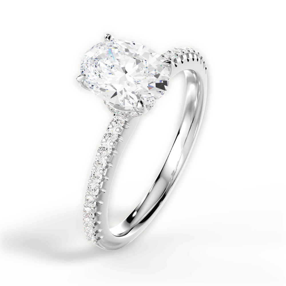 14kt White Gold/18kt White Gold/Platinum/oval/side
