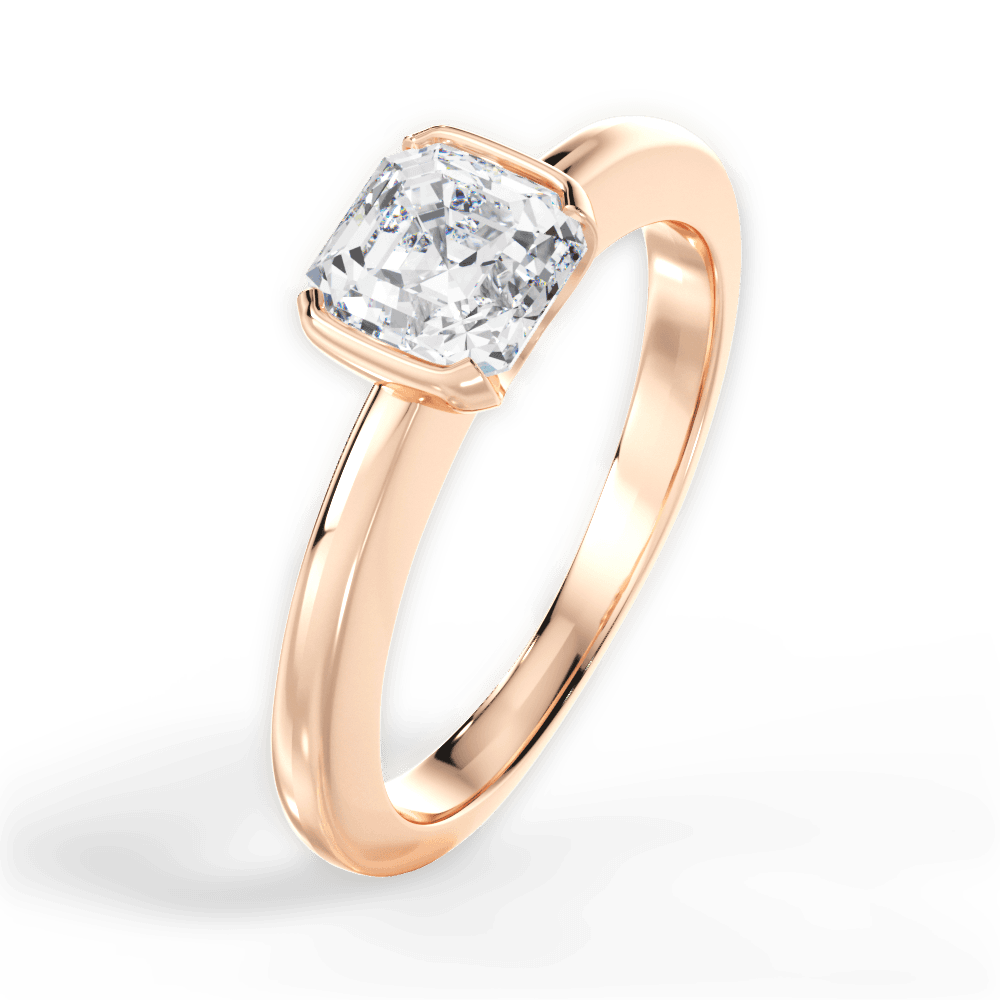 14kt Rose Gold/18kt Rose Gold/asscher/side