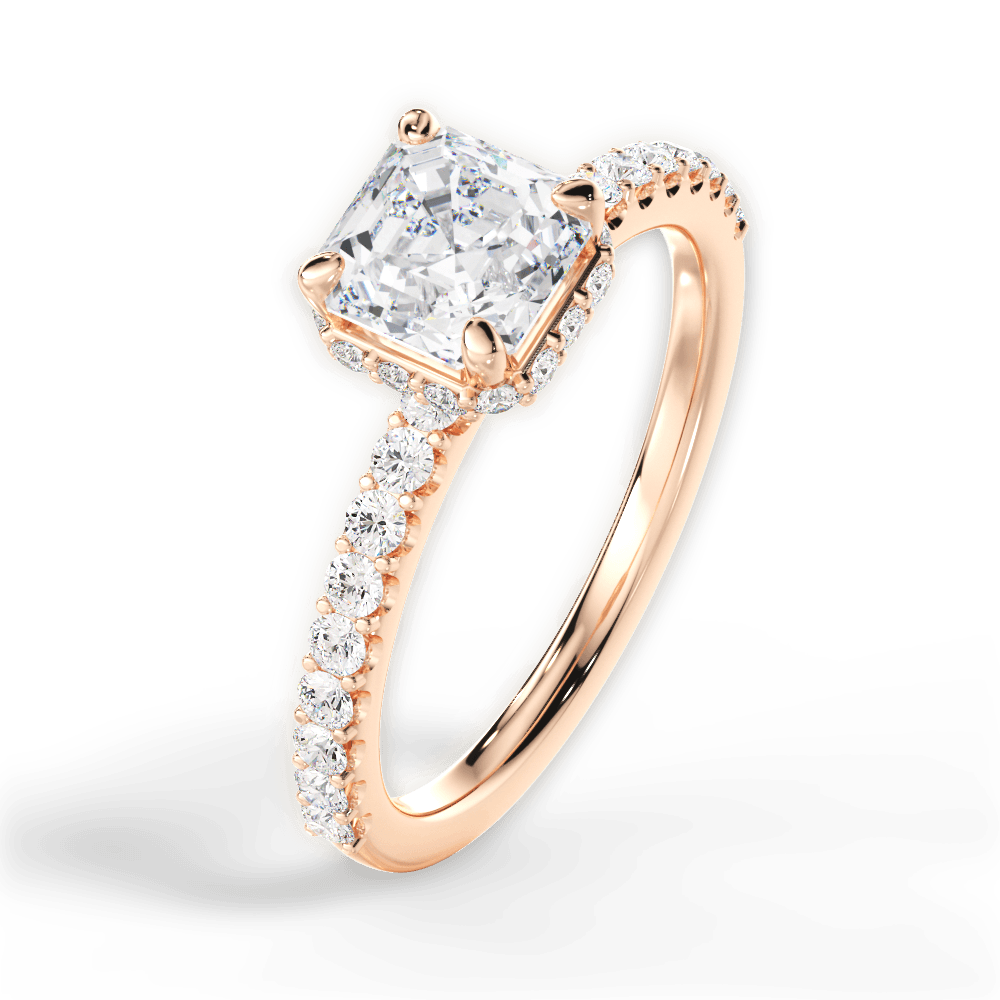 14kt Rose Gold/18kt Rose Gold/asscher/side