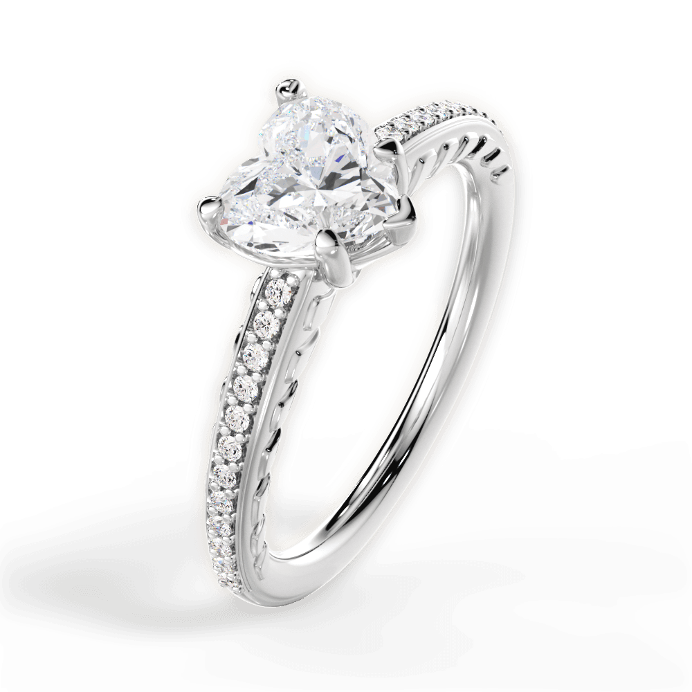 14kt White Gold/18kt White Gold/Platinum/heart/side