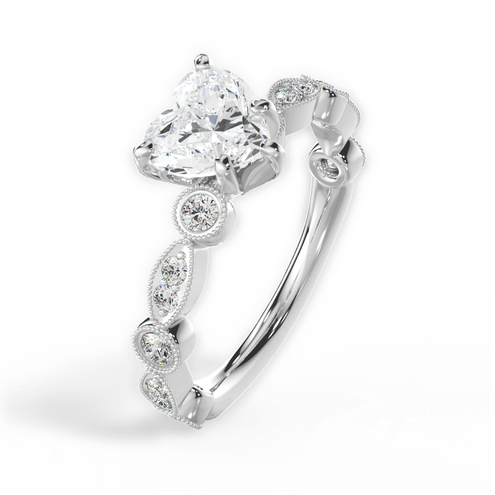 14kt White Gold/18kt White Gold/Platinum/heart/side