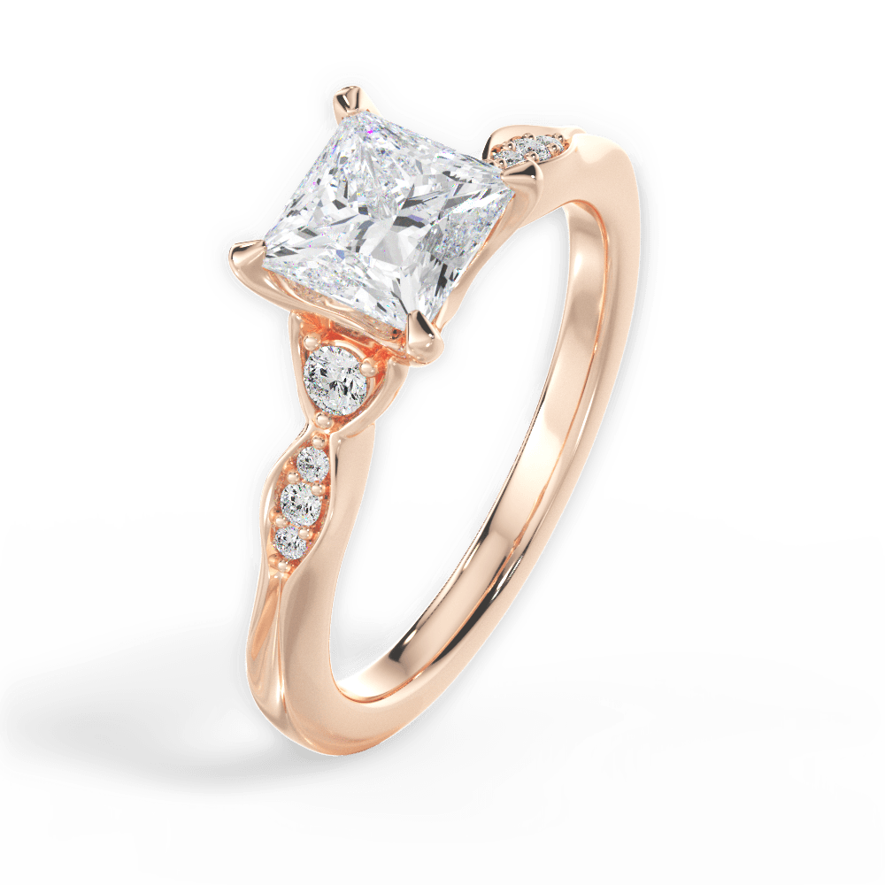 14kt Rose Gold/18kt Rose Gold/princess/side