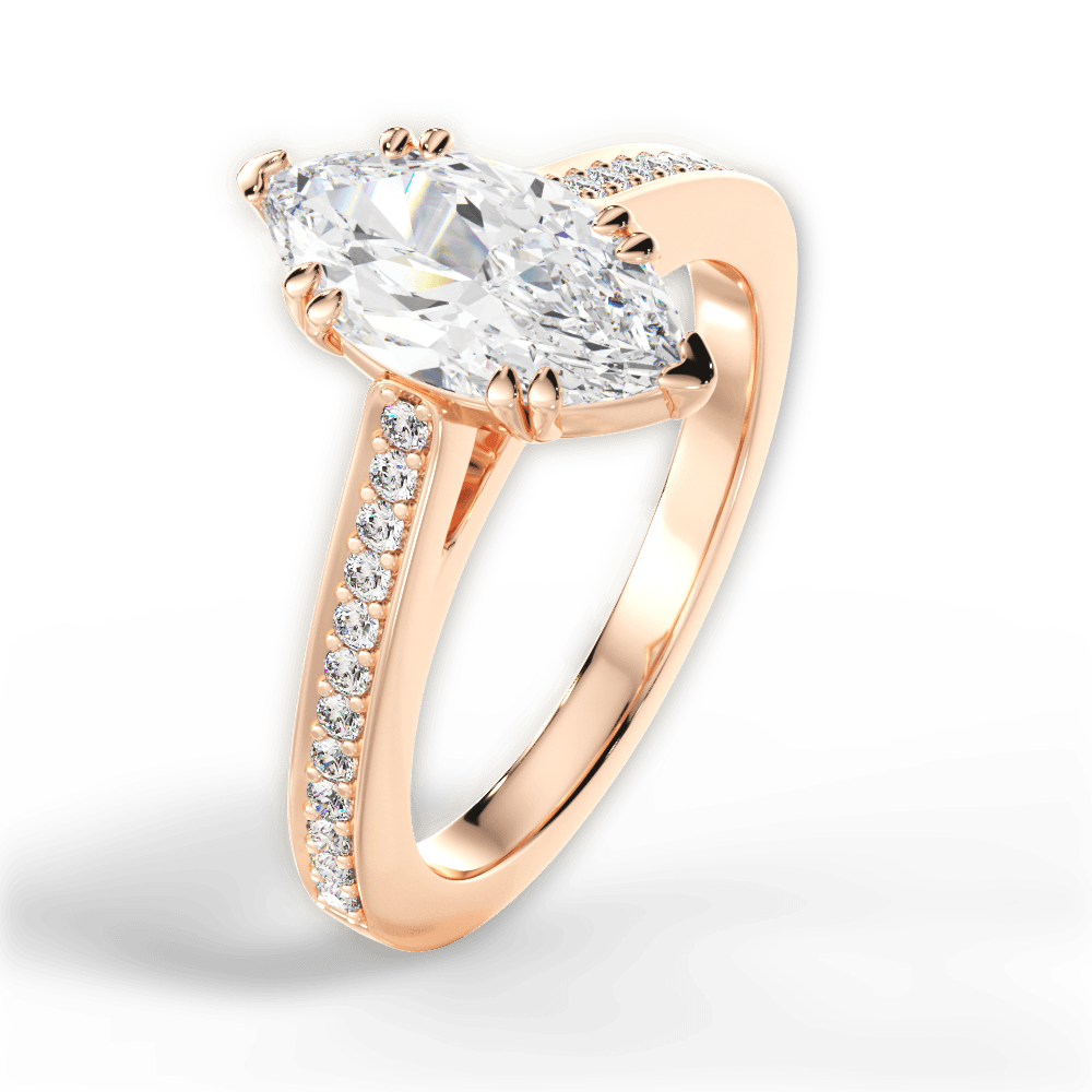 14kt Rose Gold/18kt Rose Gold/marquise/side