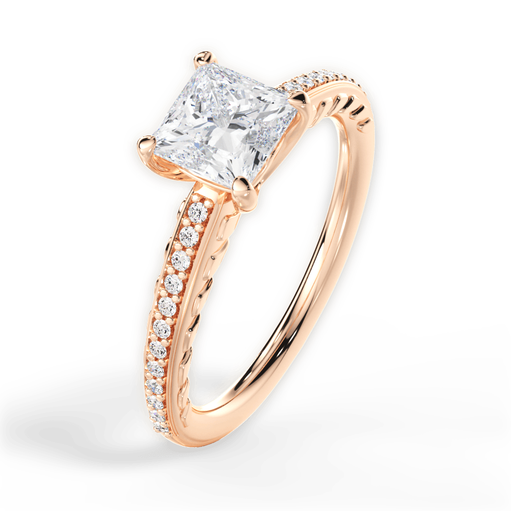 14kt Rose Gold/18kt Rose Gold/princess/side