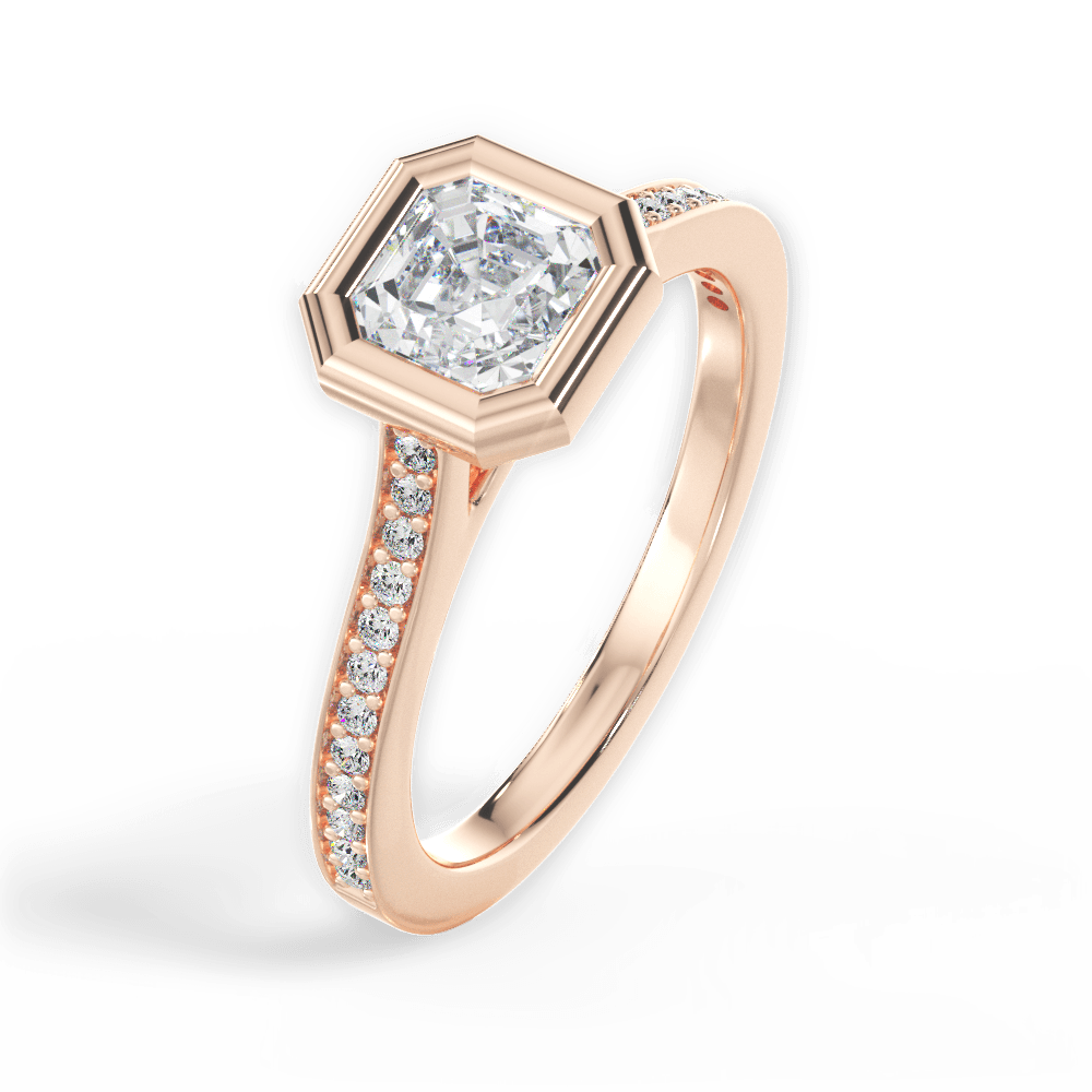 14kt Rose Gold/18kt Rose Gold/asscher/side