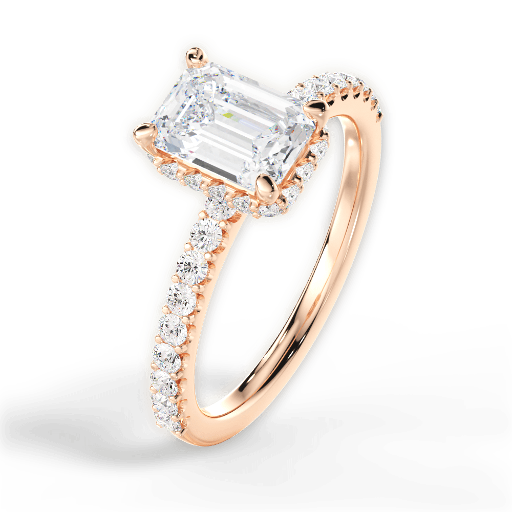 14kt Rose Gold/18kt Rose Gold/emerald/side