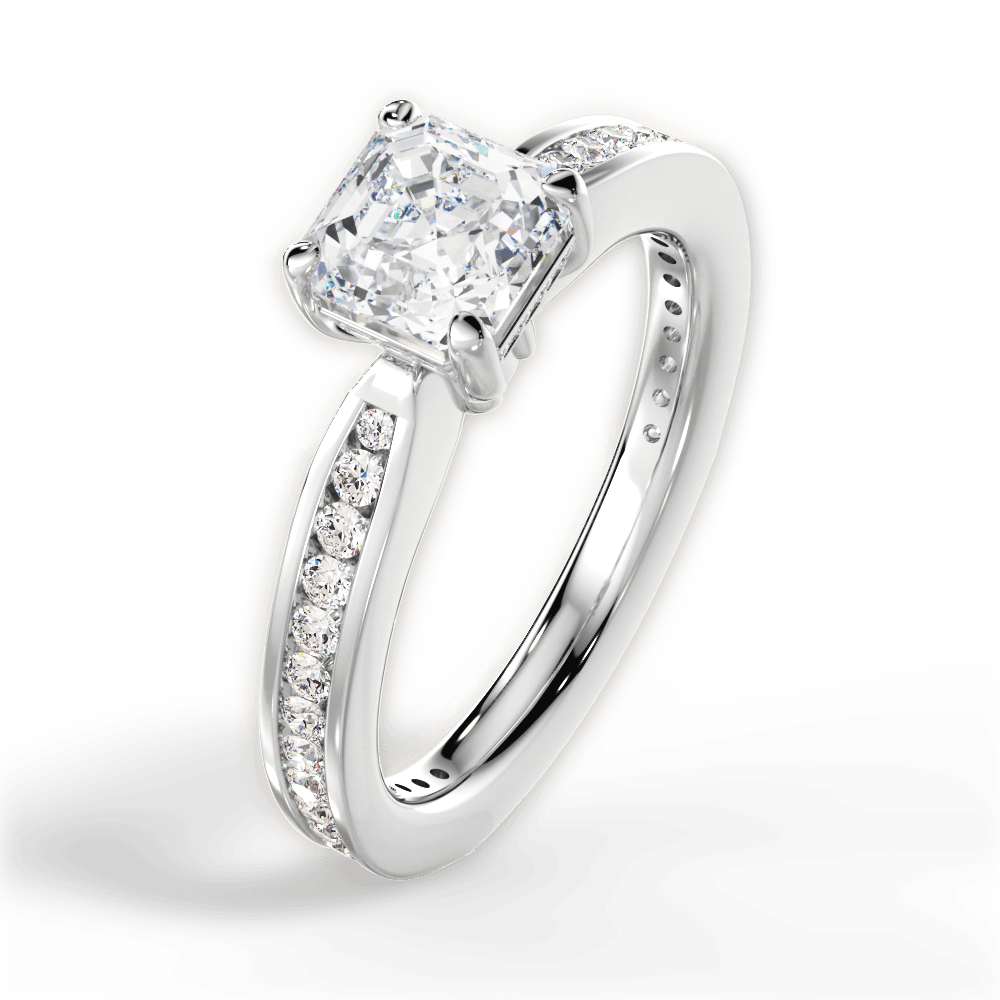 14kt White Gold/18kt White Gold/Platinum/asscher/side
