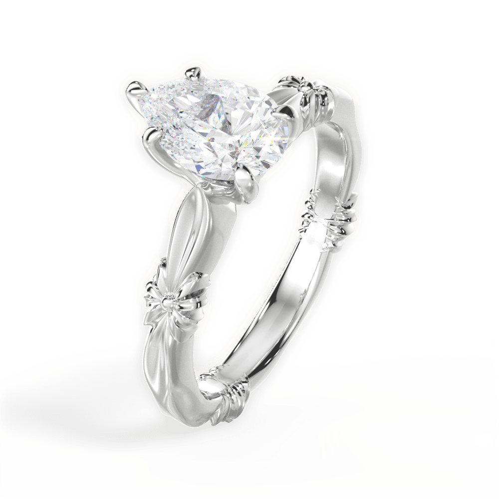 14kt White Gold/18kt White Gold/Platinum/pear/side