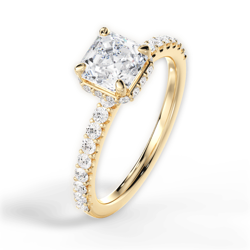 14kt Yellow Gold/18kt Yellow Gold/asscher/side