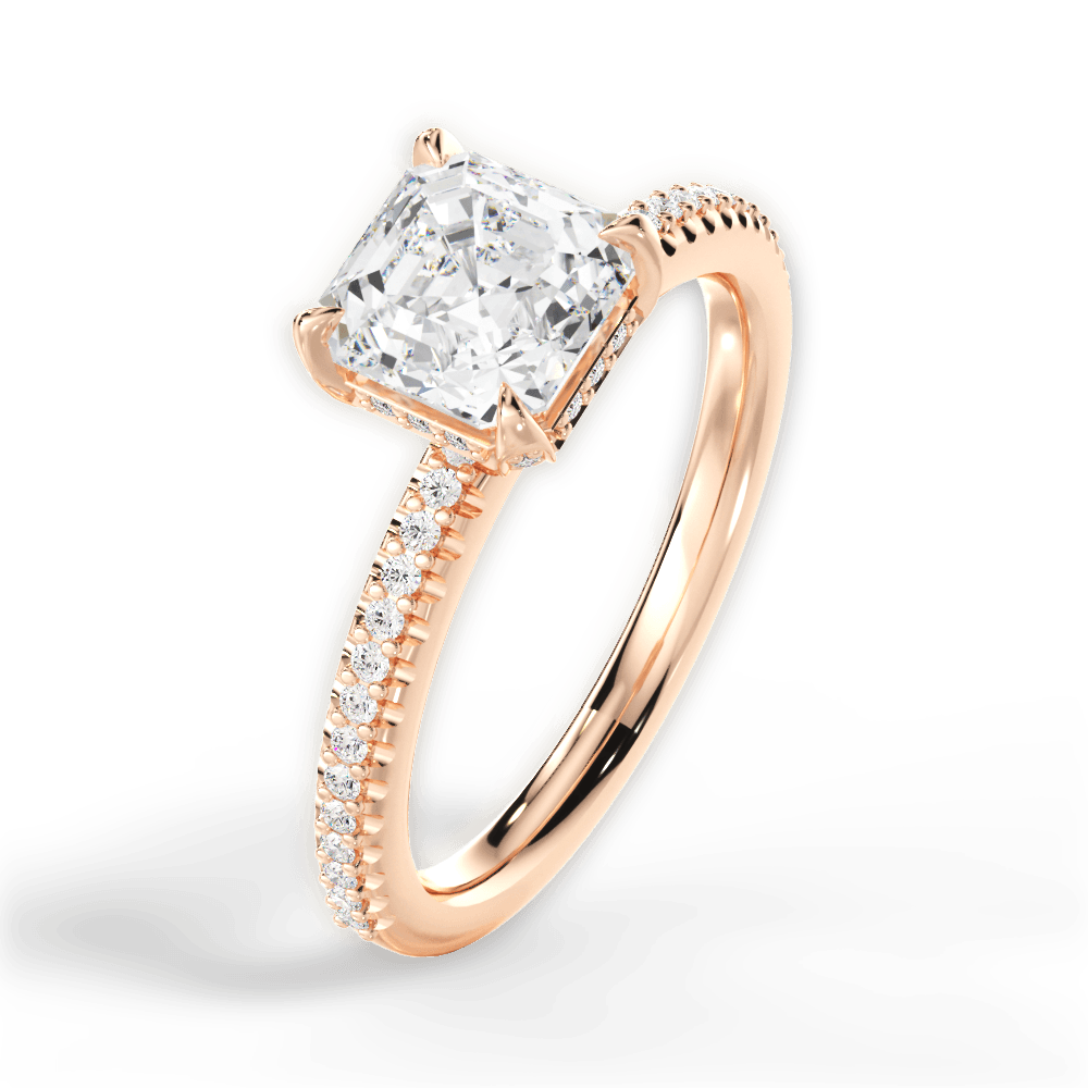 14kt Rose Gold/18kt Rose Gold/asscher/side