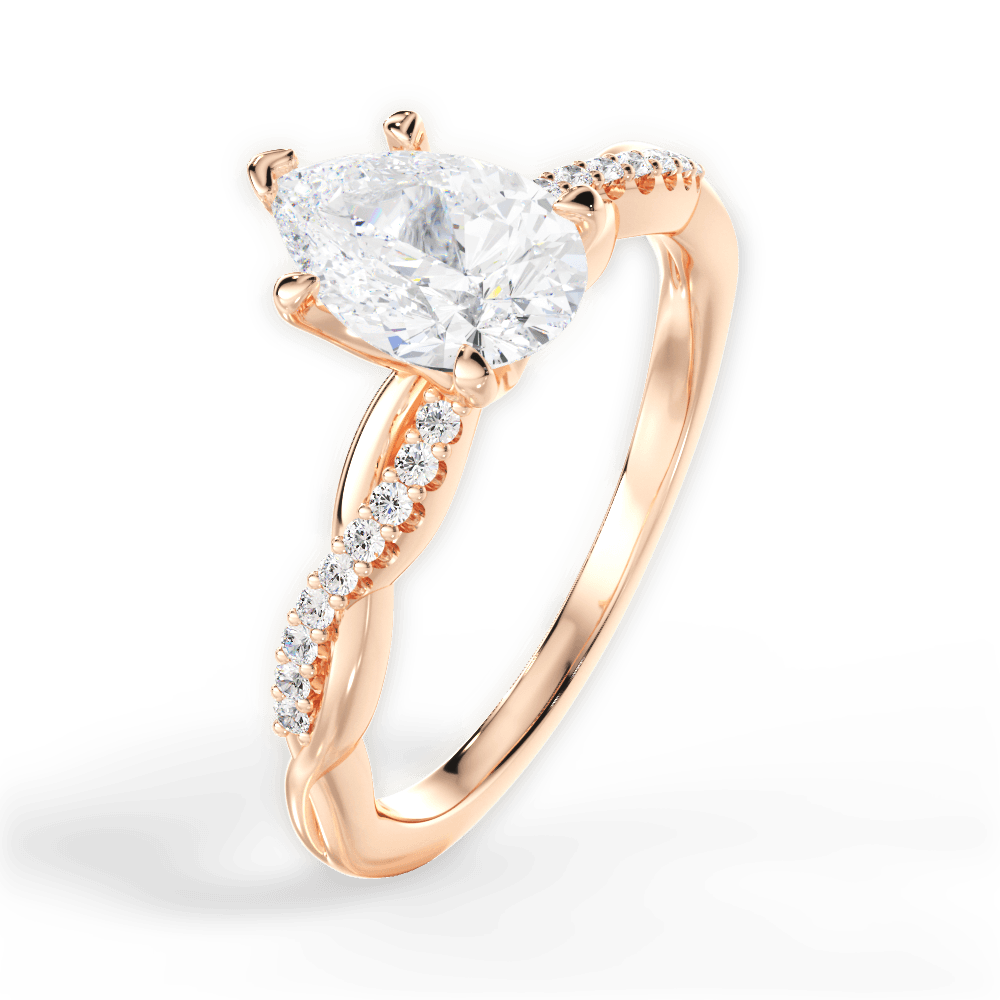 14kt Rose Gold/18kt Rose Gold/pear/side