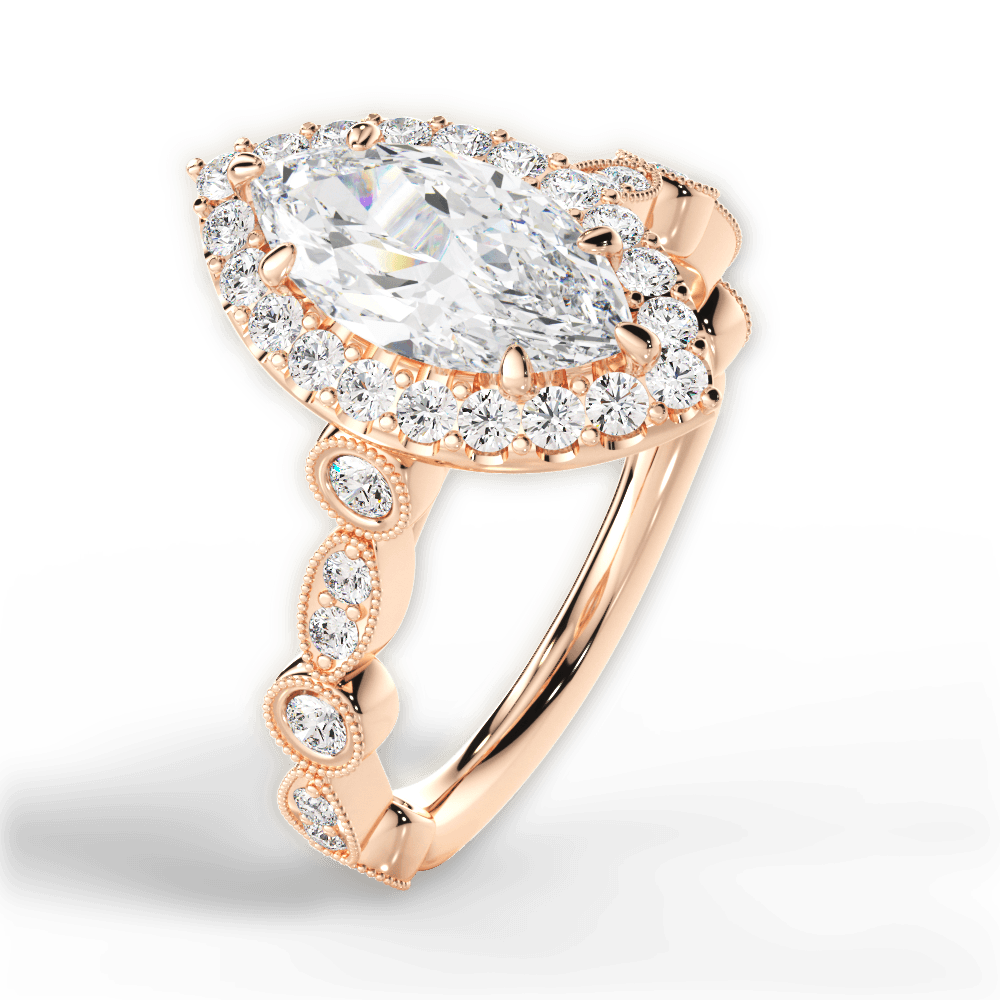 14kt Rose Gold/18kt Rose Gold/marquise/side