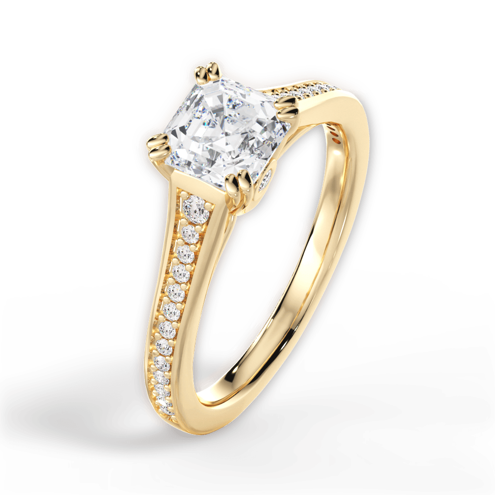 14kt Yellow Gold/18kt Yellow Gold/asscher/side