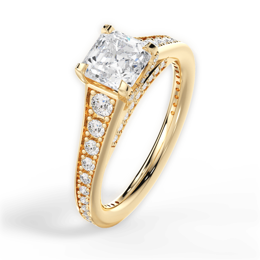 14kt Yellow Gold/18kt Yellow Gold/asscher/side