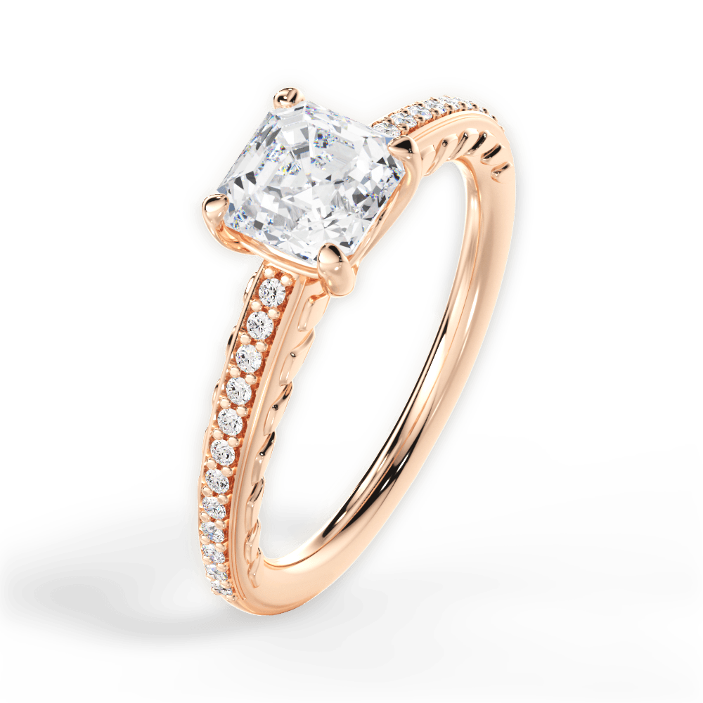 14kt Rose Gold/18kt Rose Gold/asscher/side