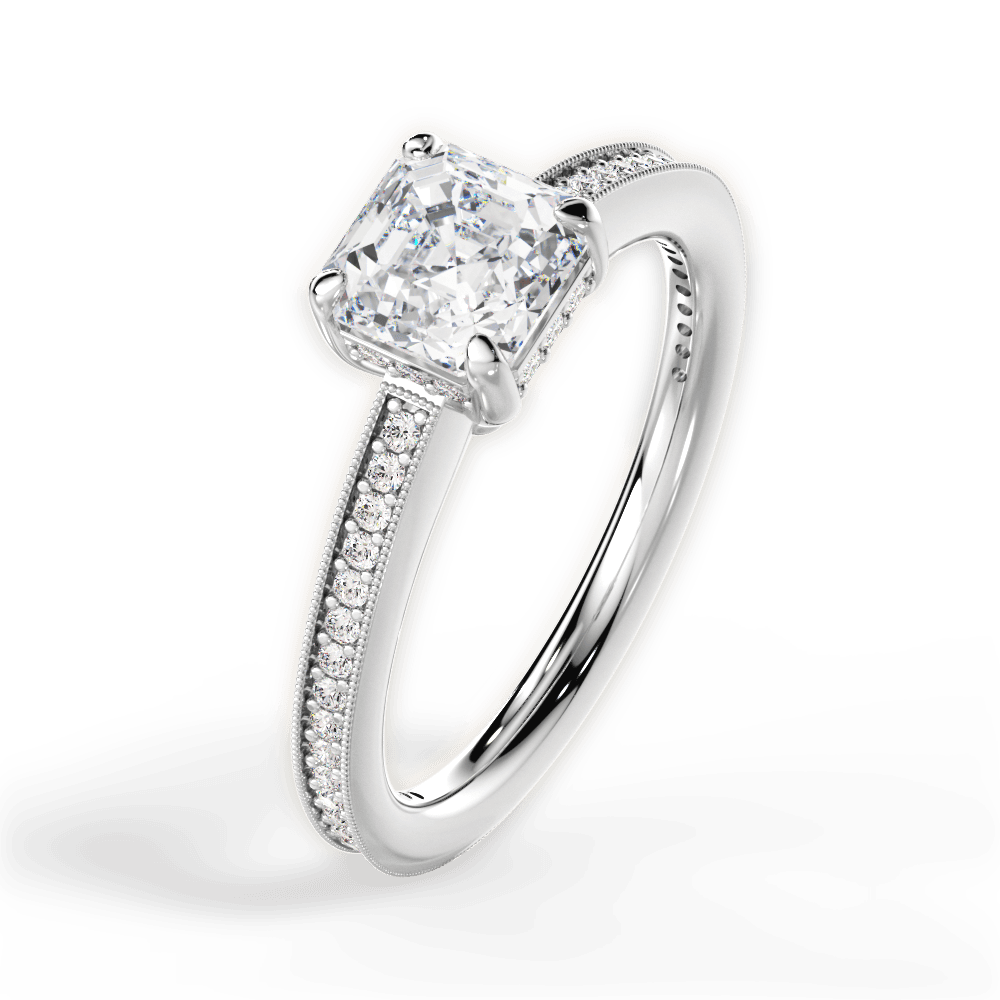 14kt White Gold/18kt White Gold/Platinum/asscher/side