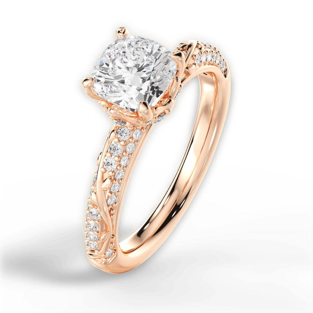 14kt Rose Gold/18kt Rose Gold/cushion/side