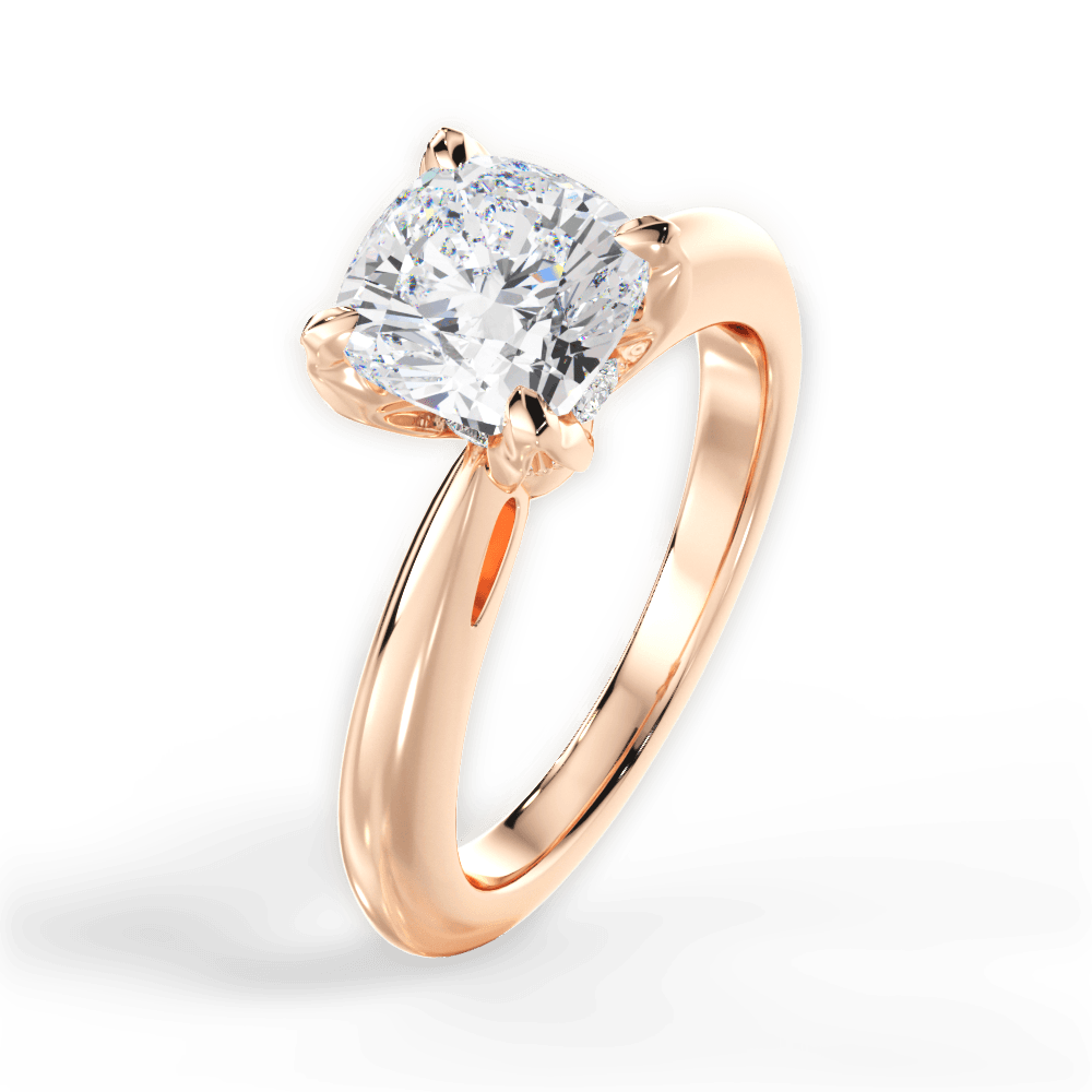 14kt Rose Gold/18kt Rose Gold/cushion/side