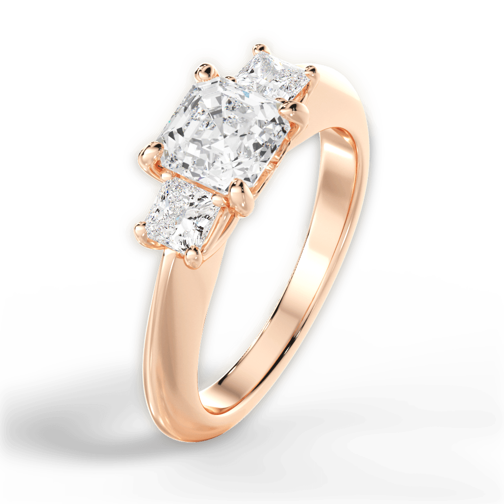 14kt Rose Gold/18kt Rose Gold/asscher/side