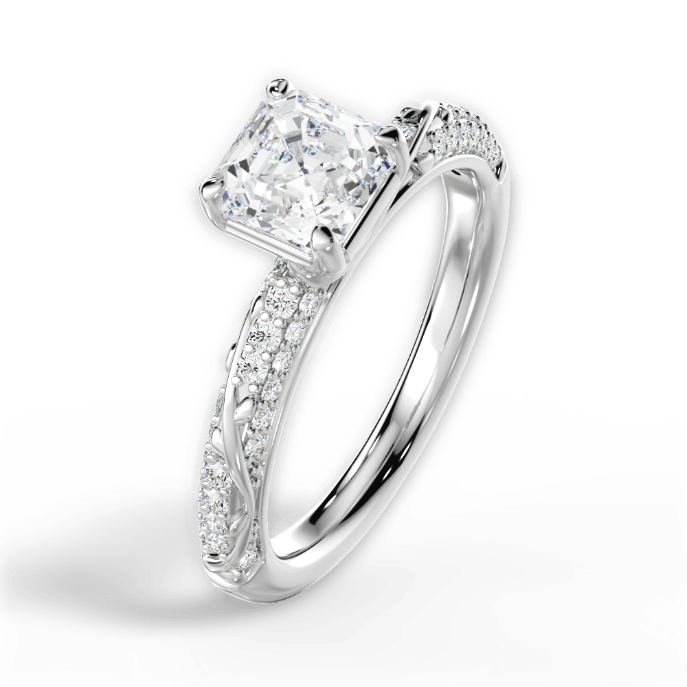 14kt White Gold/18kt White Gold/Platinum/asscher/side