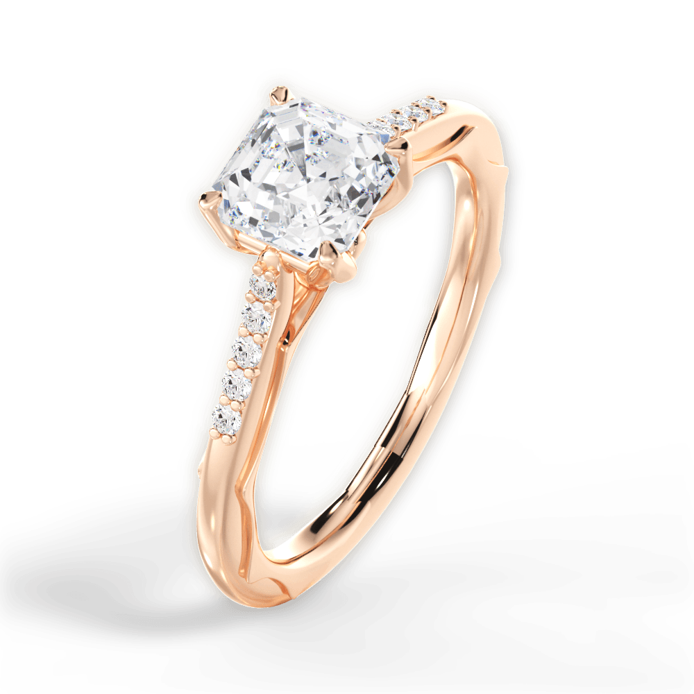 14kt Rose Gold/18kt Rose Gold/asscher/side