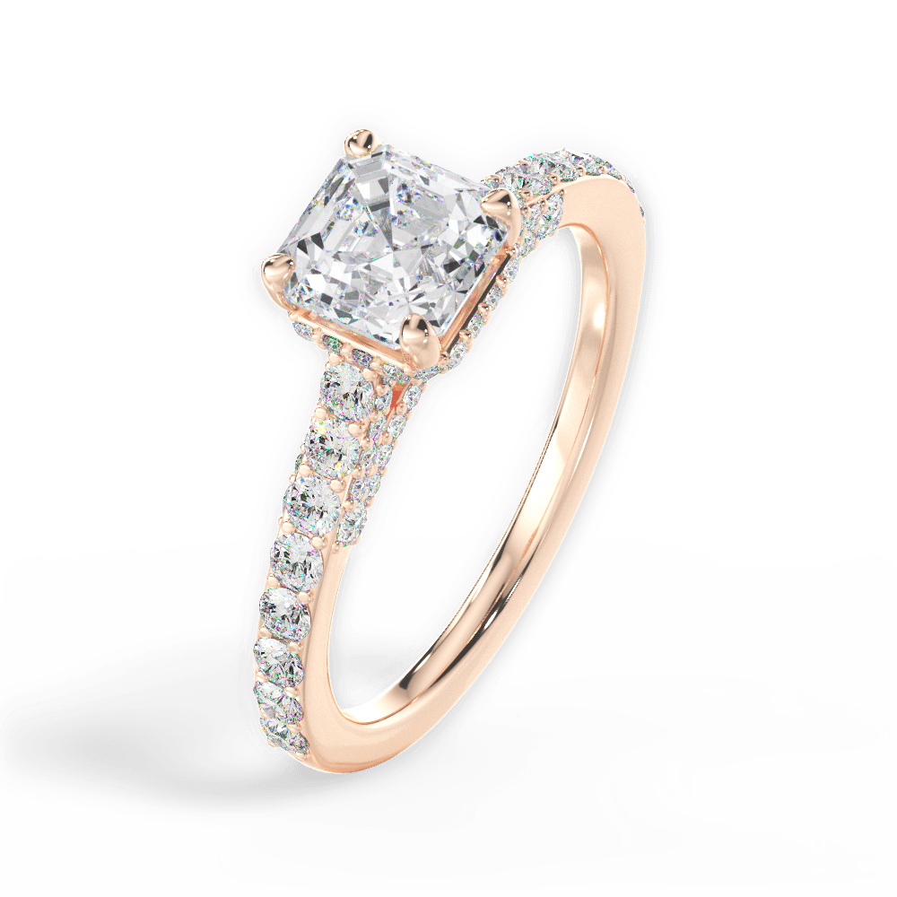 14kt Rose Gold/18kt Rose Gold/asscher/side