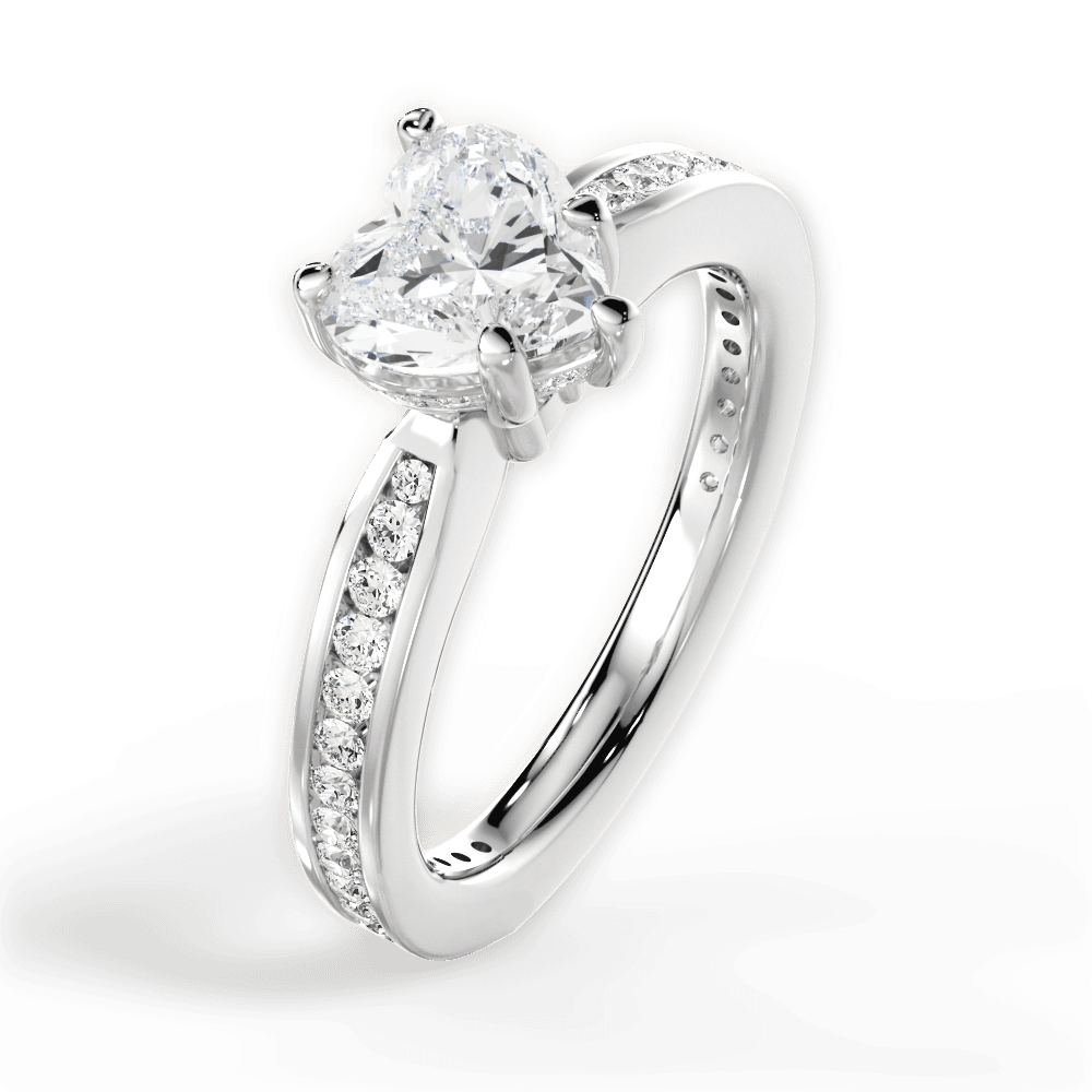 14kt White Gold/18kt White Gold/Platinum/heart/side