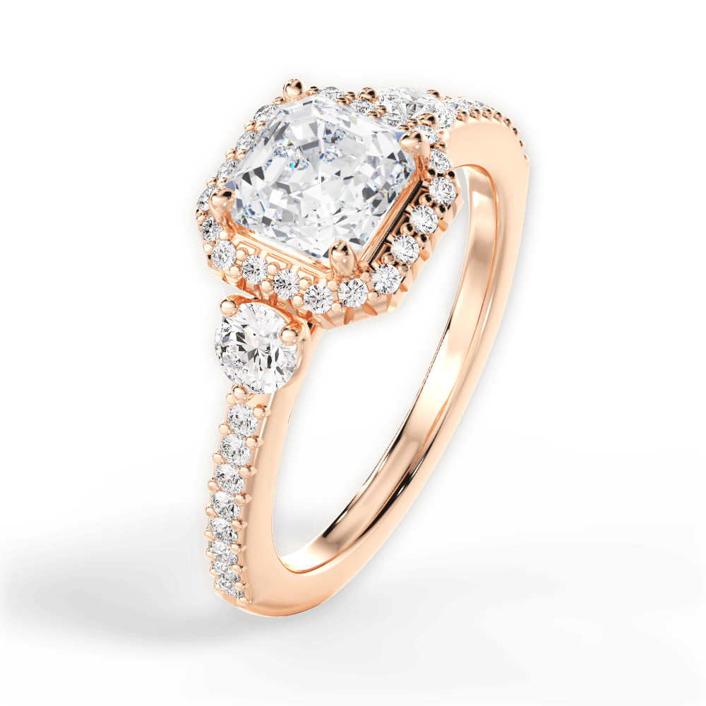 14kt Rose Gold/18kt Rose Gold/asscher/side